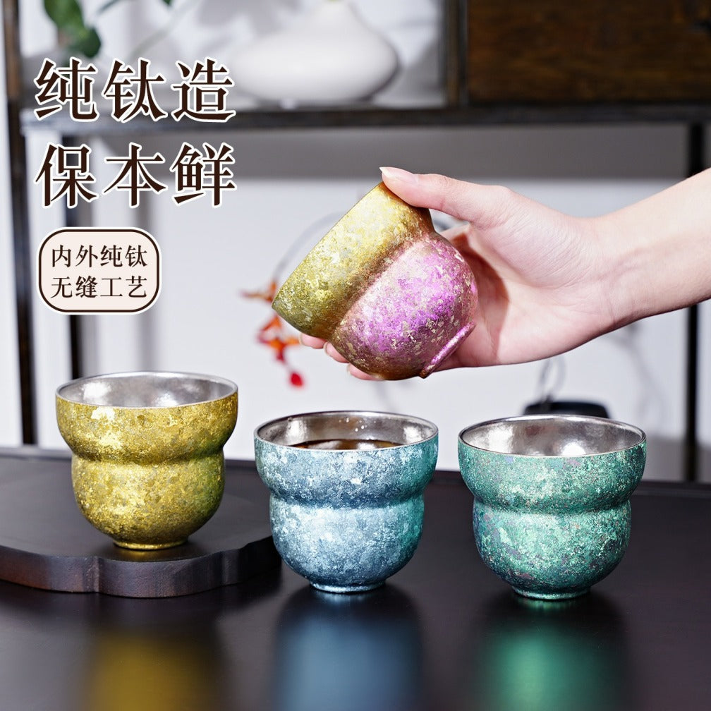 New Pure Titanium Double-Wall Gourd Cup with Insulation