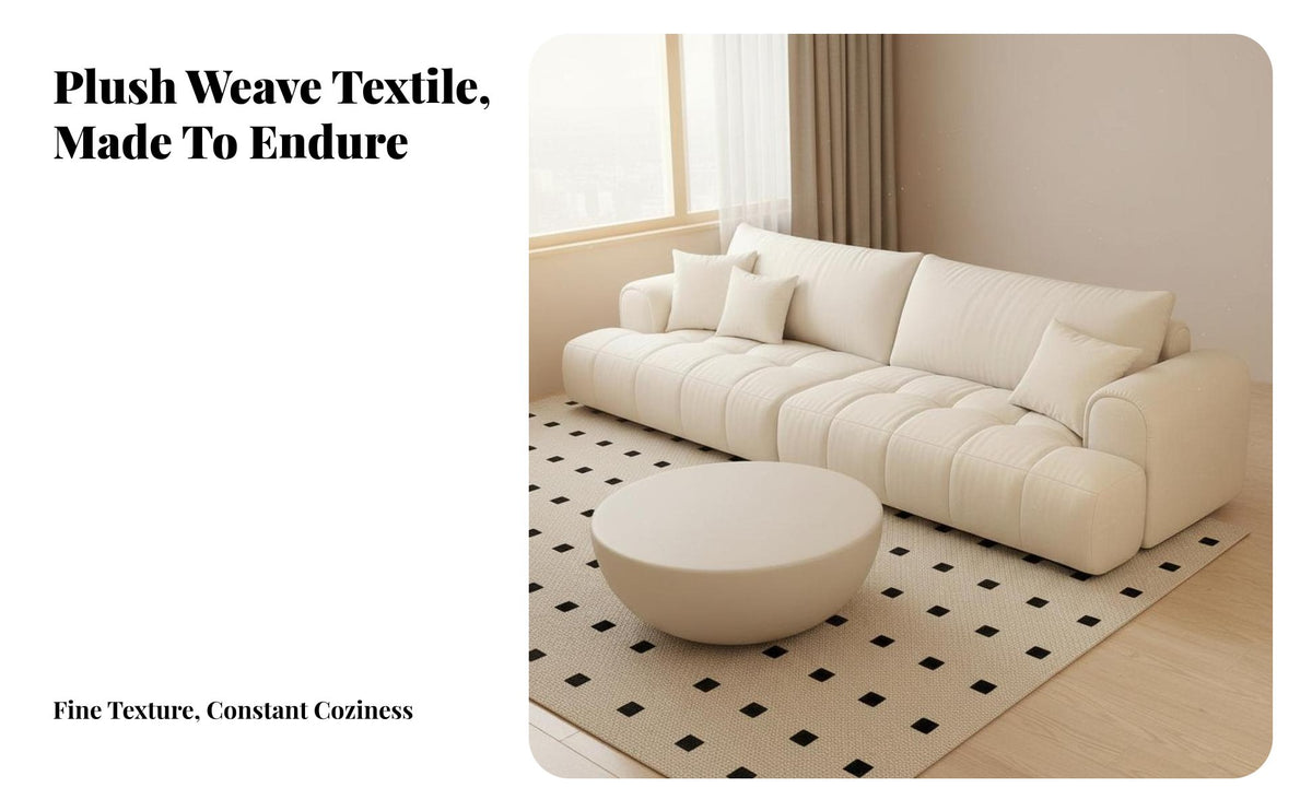 Andh Cuboid Sofa Creamy and Appearance Living Room Furniture cumulusLike Comfort Couch for Apartment Dwellers, Residents, Lounge Area, Home