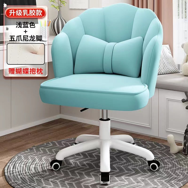 Senning Ergonomic Swivel Office Chair with Fixed Armrests, Nylon Frame, Blue