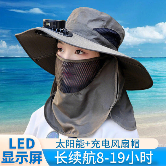 Kaikaiyun Solar-Powered Fan Hat with Large Brim, Adjustable and Foldable