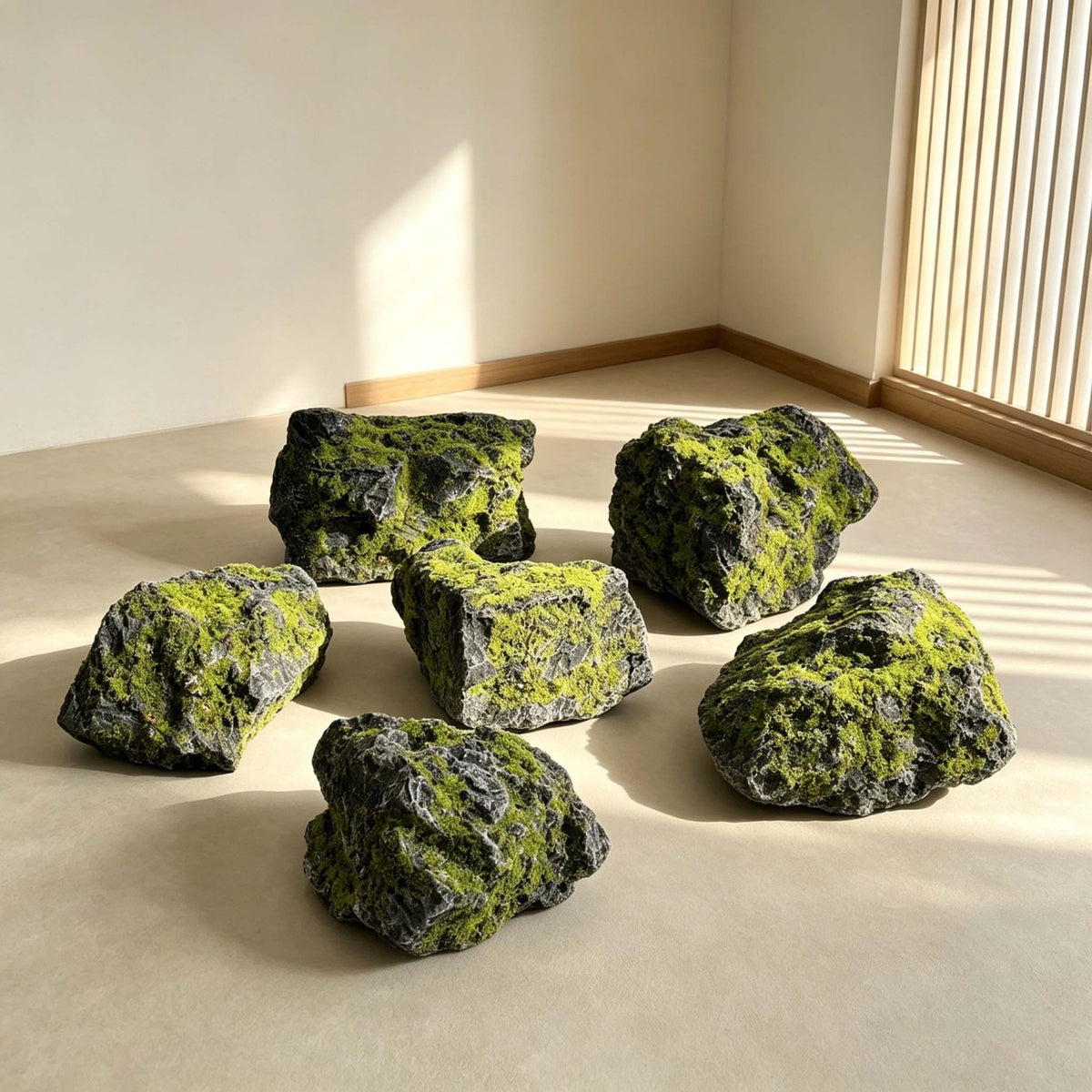Artificial Moss Stone PU Decorative Rock for Office Greenery