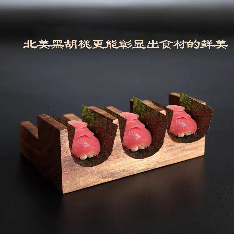 Solid Wood Japanese Sushi Tray with Taco and Sashimi Holder