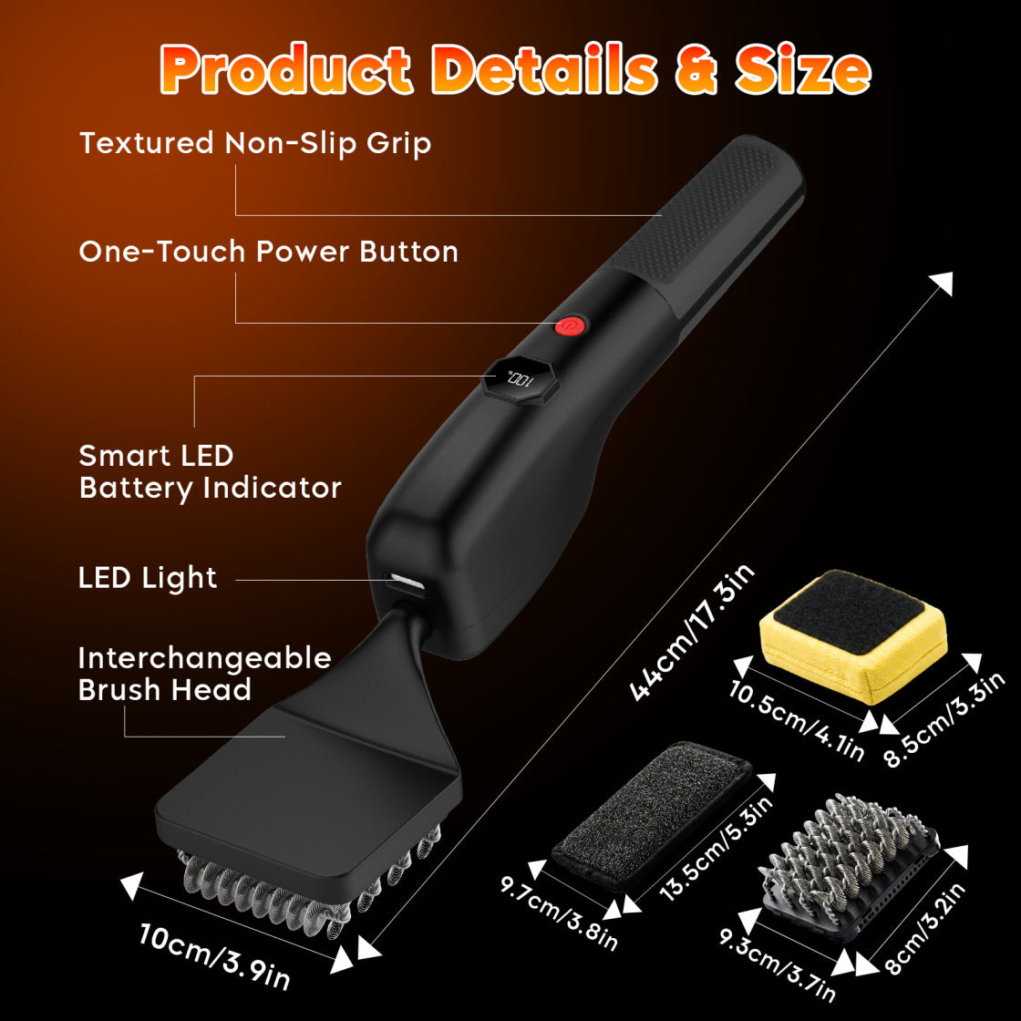 Electric BBQ Cleaning Brush with Stainless Steel Roller