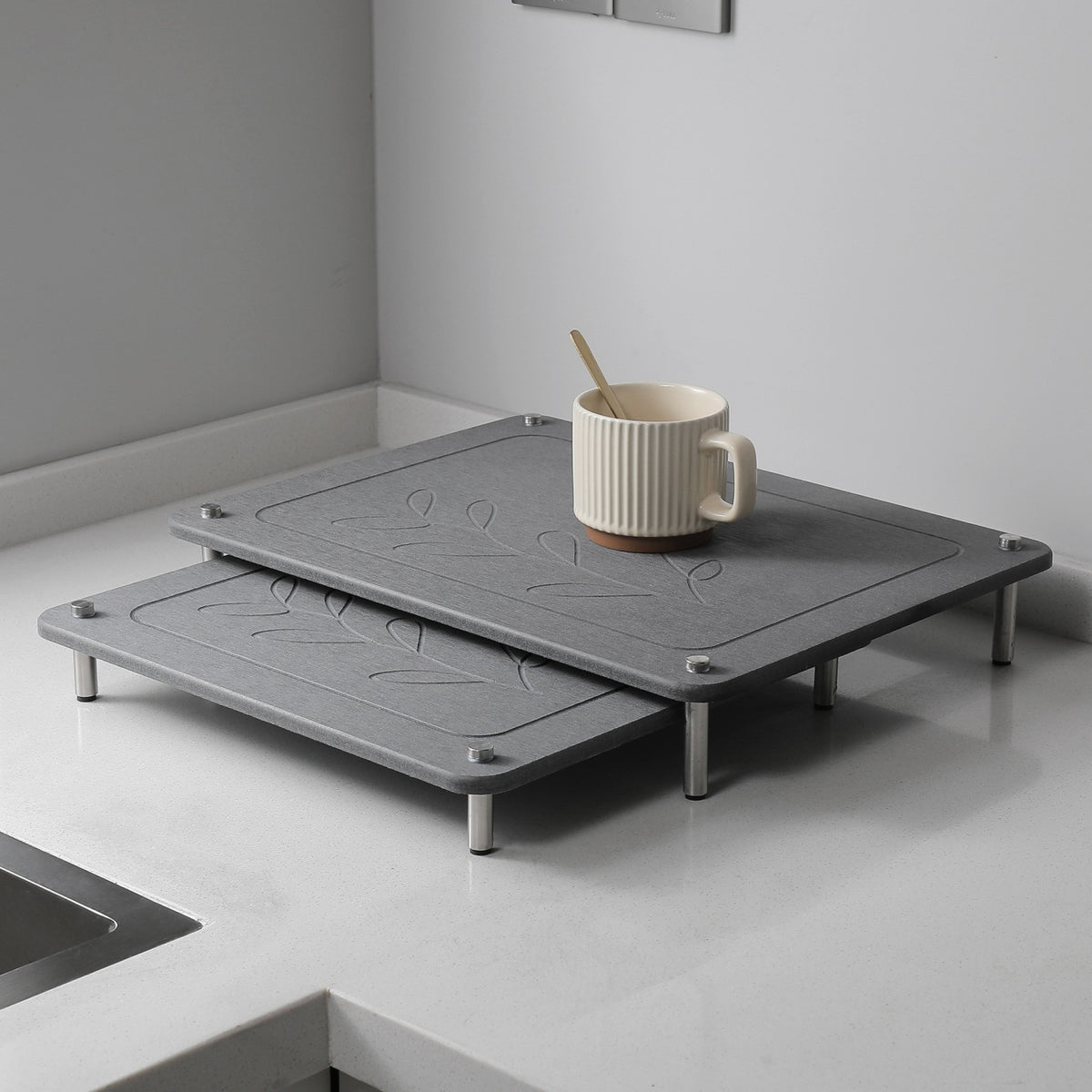 Stackable Diatomite Drying Pad for Kitchen and Bathroom Countertop