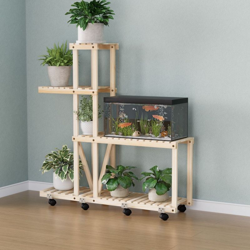Solid Pine Wood Multi-tier Plant Stand for Indoor/Outdoor Use