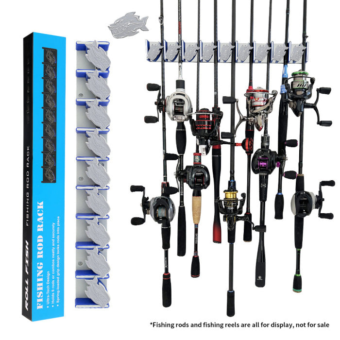 Wall-Mounted Fishing Rod Rack, 9-Hole, ABS Material