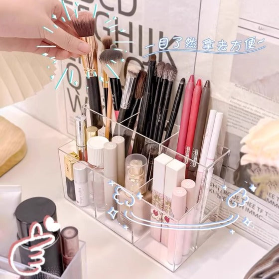 Transparent Lipstick Storage Box, 9-Grid, Plastic Cosmetic Organizer