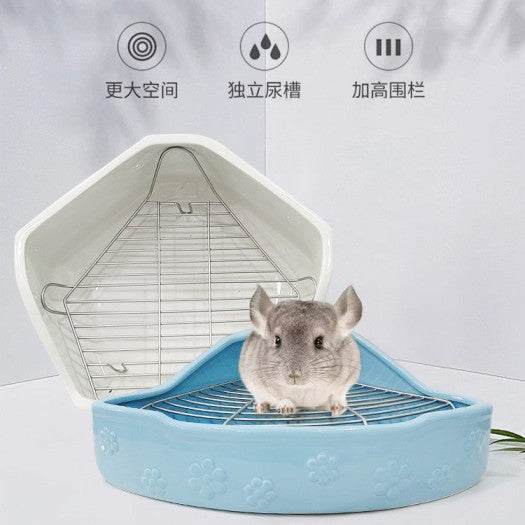 Heavy-Duty Anti-Tip Ceramic Pentagon Rabbit Toilet for Chinchillas and Squirrels, Large