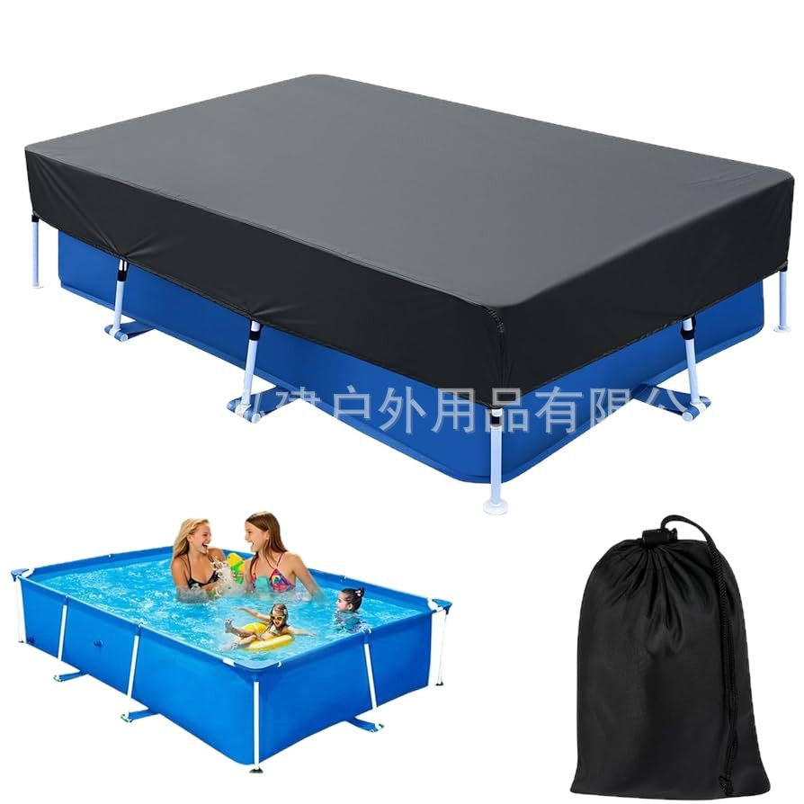 Outdoor Rectangular Swimming Pool Cover, Waterproof, Sunproof, Dustproof, Black, Thickened, Durable