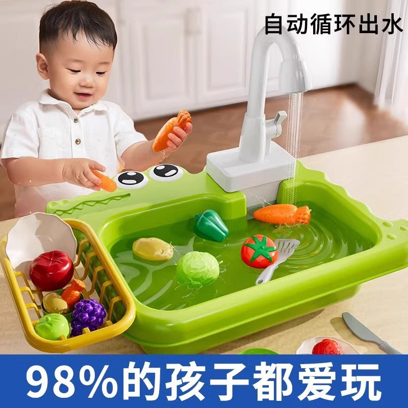 Kids Toy Dishwasher with Circulating Water and Play Kitchen Sink