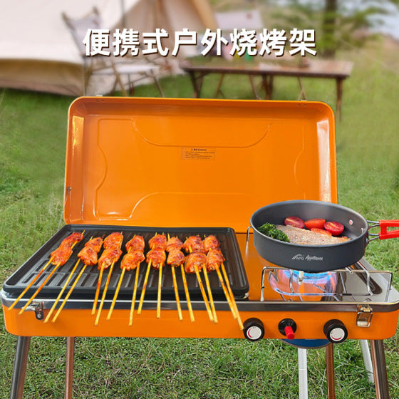APG Foldable Charcoal BBQ Grill with Chimney, Stainless Steel, Square