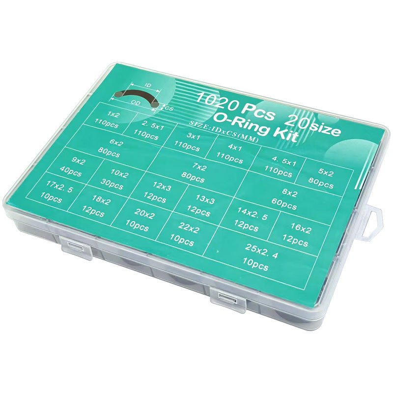 1020-Piece Nitrile O-Ring Assortment, Oil Resistant, 20 Sizes