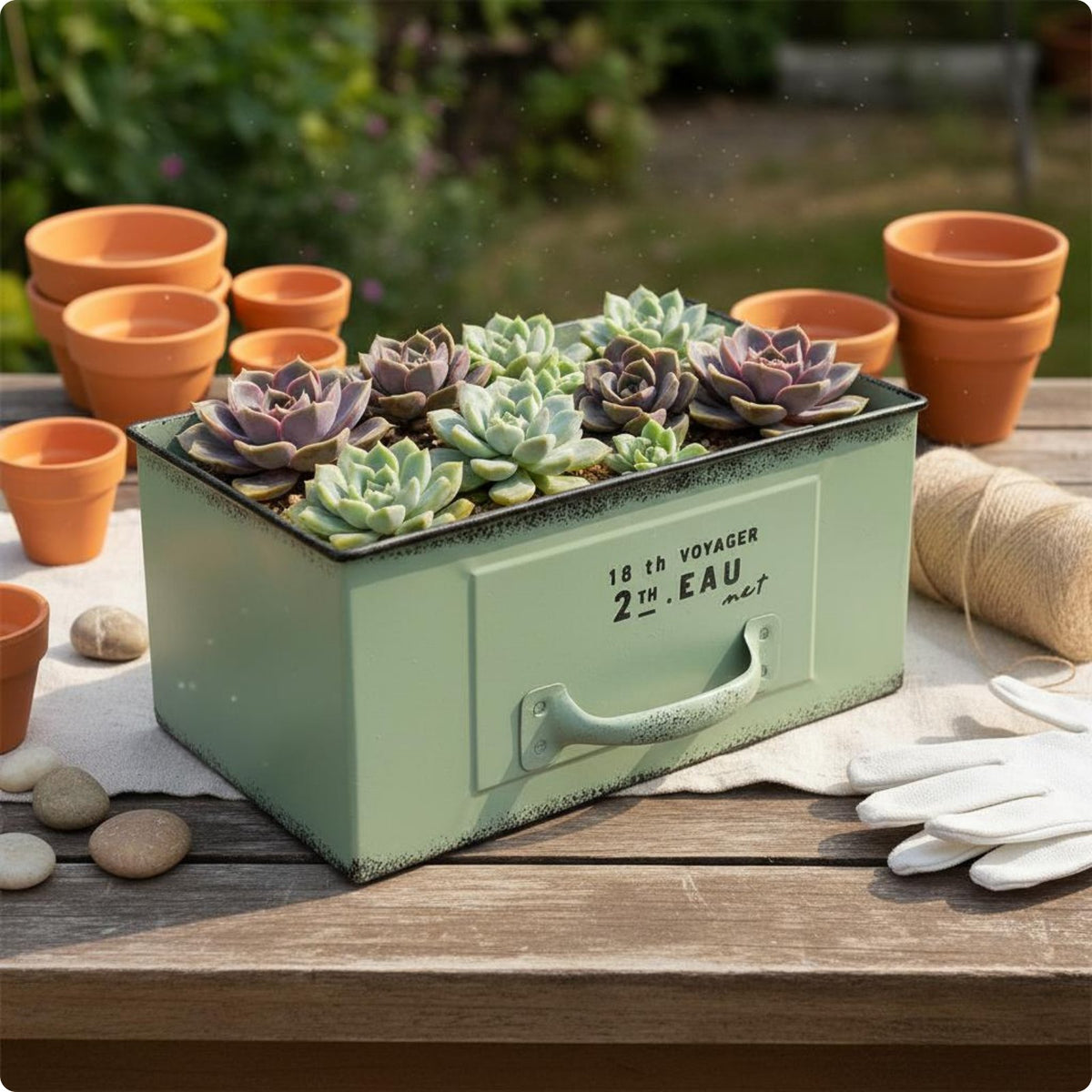 Rectangular Drawer Planter Multi-Use Desktop Succulent Planter Vintage Design