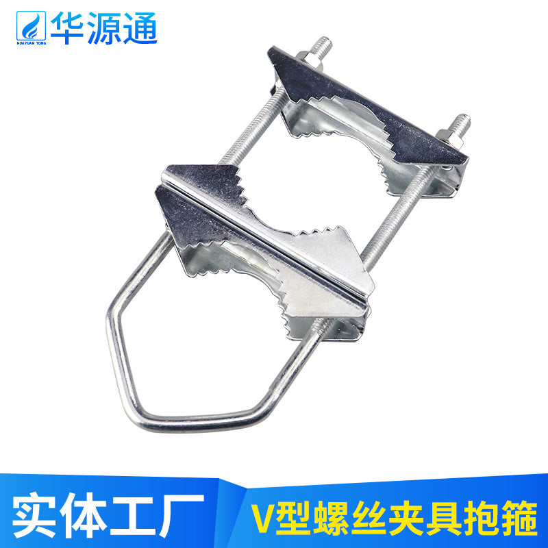 Triangular V-Type U-Bolt Antenna Clamp, M6, Zinc-Plated, for Pole Mounting
