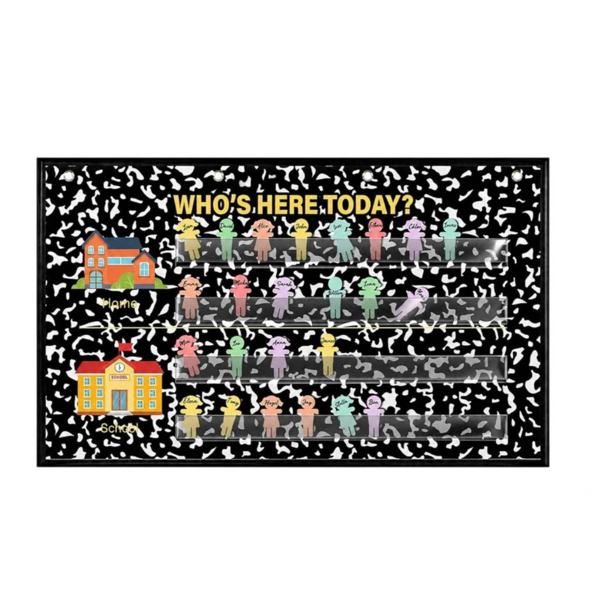 Wall-Hanging Classroom Attendance Pocket Chart Bright Attendance Pocket Chart Reusable Classroom Organizer Sturdy for Kindergarten