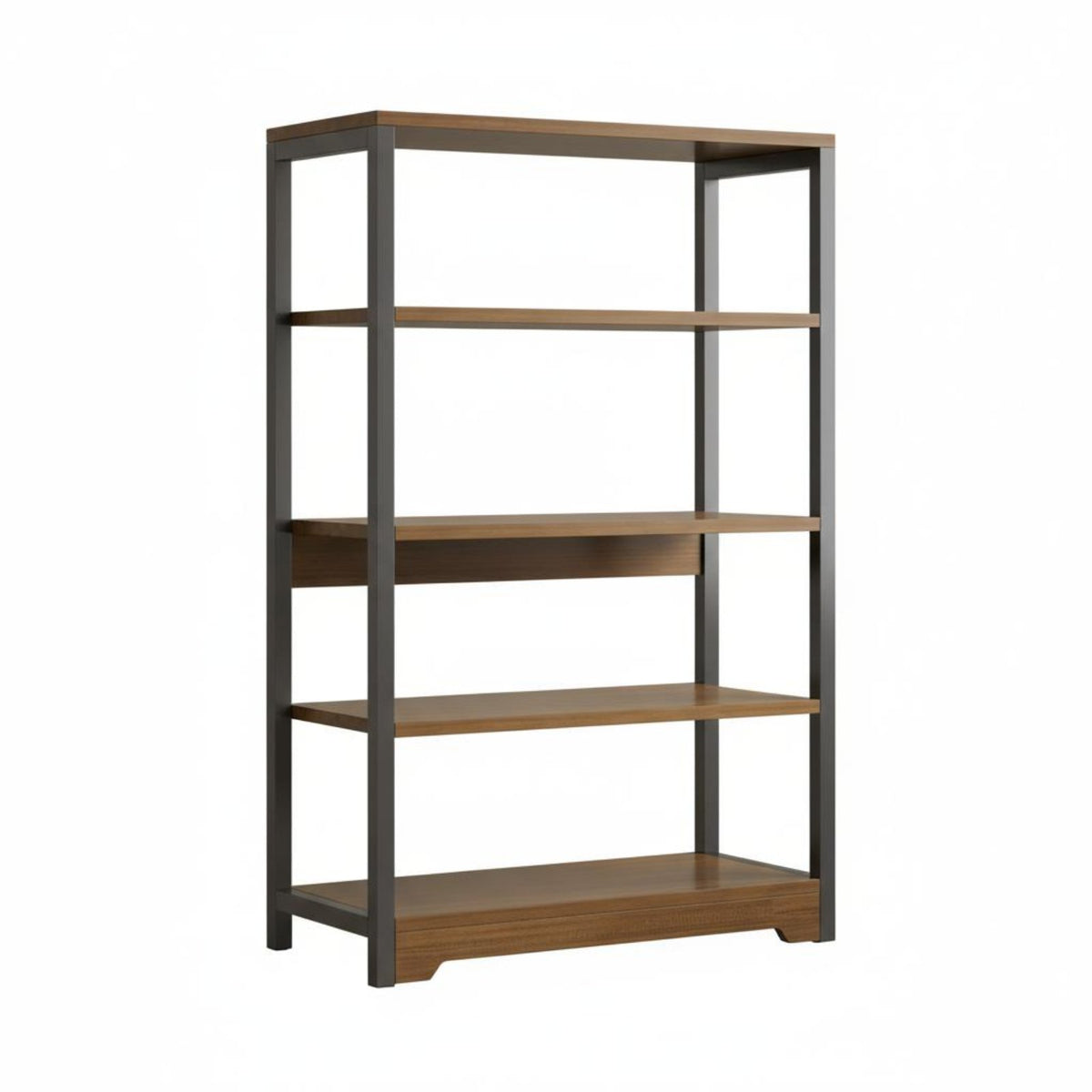 1 Piece 6-tier Bookshelf Bookcase Display Shelf Freestanding Storage Rack Metal and Wood Construction Suitable for Living Room Office Bedroom