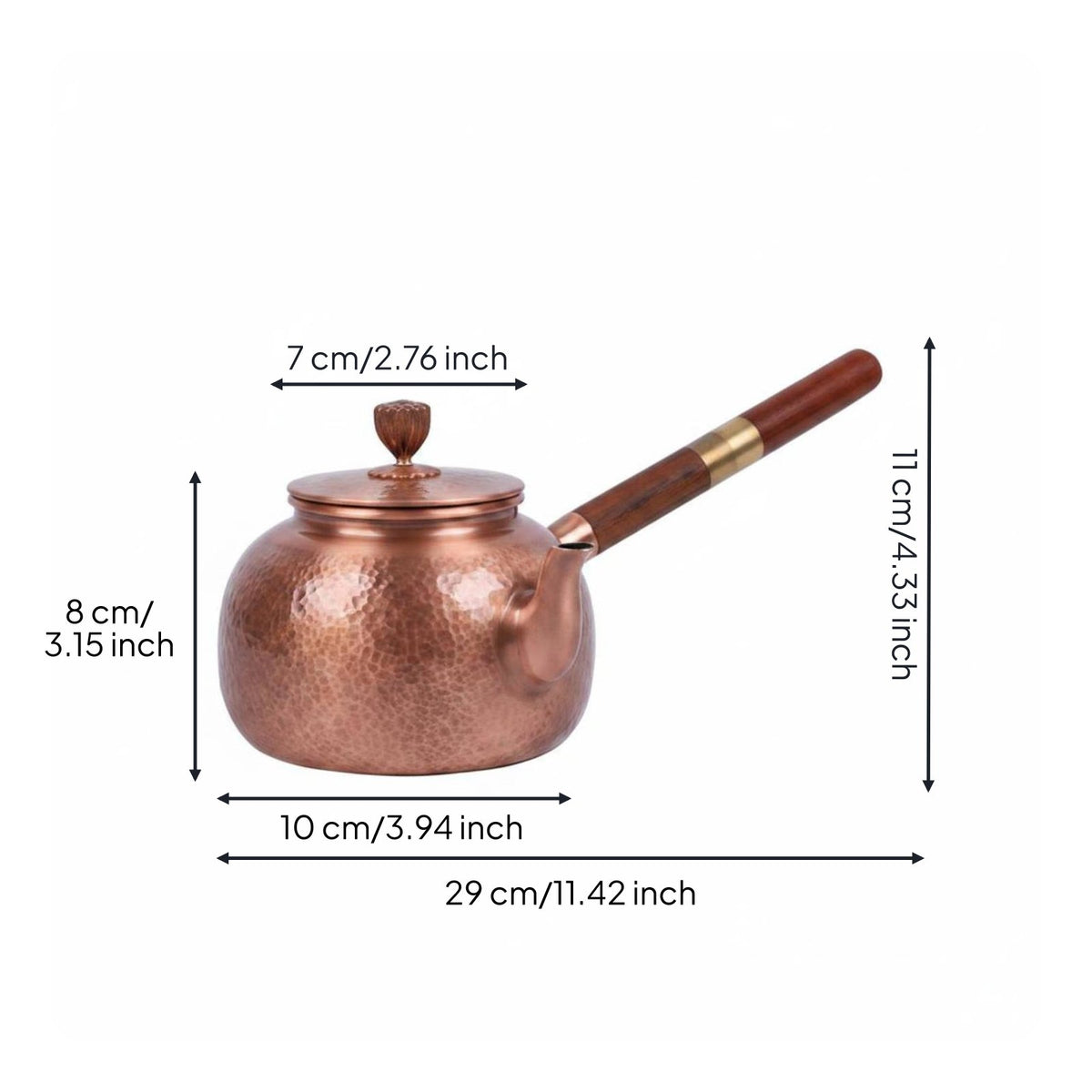 Chinese Style Copper Kettle Thickened Body Hammered Copper Teapot Uniform Heat Conduction for Collectors