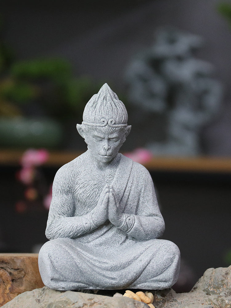 仿真斗战圣佛摆件园艺假山花卉盆景微景观鱼缸造景大圣孙悟空佛像 斗战圣佛(禅心 小号)
