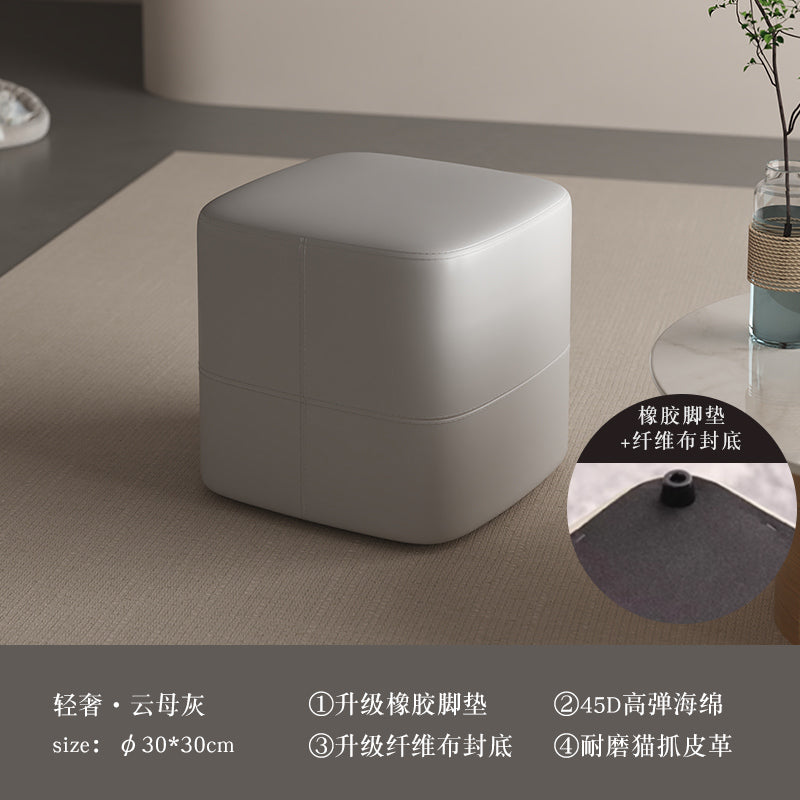 三梦小凳子家用矮凳子方坐墩猫爪皮凳简约换鞋凳客厅沙发脚踏板凳 枫叶橙【升级纤维布 橡胶底脚】