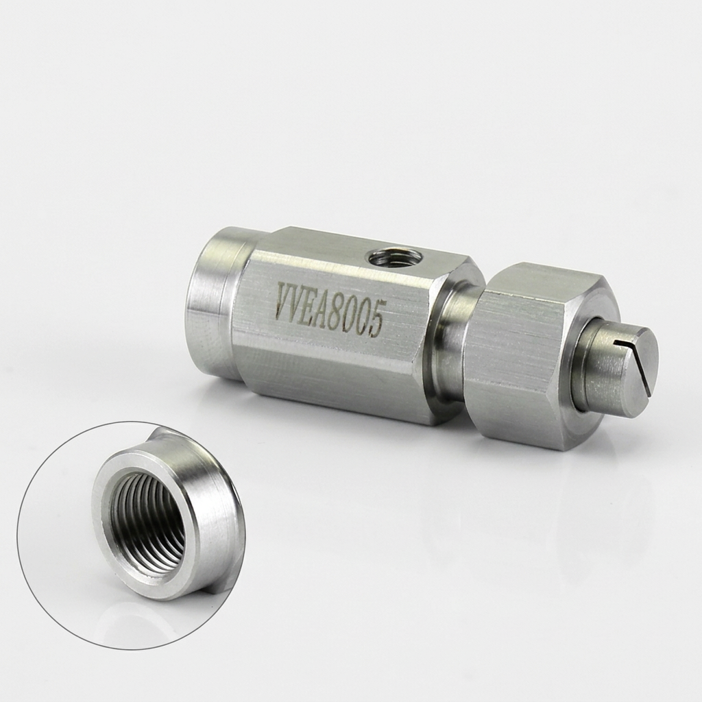 Two-Fluid Gas-Water Mixing Spray Tip, Stainless Steel Fine Mist Misting Nozzle, #variant:VVEA8005 Air Atomizing Nozzle