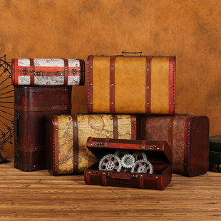 European Retro Leather Suitcase Storage Box for Cosplay and Display