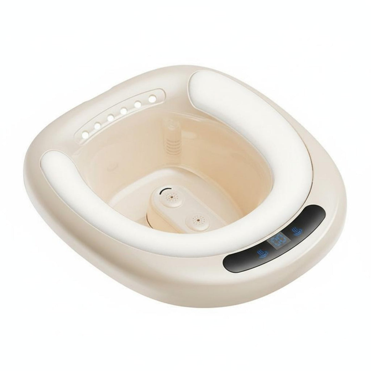 Digital Temperature Display Electric Sitz Bath for Toilet Water Massage Function Electric Sitz Bath Single-Press Operation Over-the-Toilet Wash Basin Double Nozzle Design for Women, Postpartum Mothers, Elderly