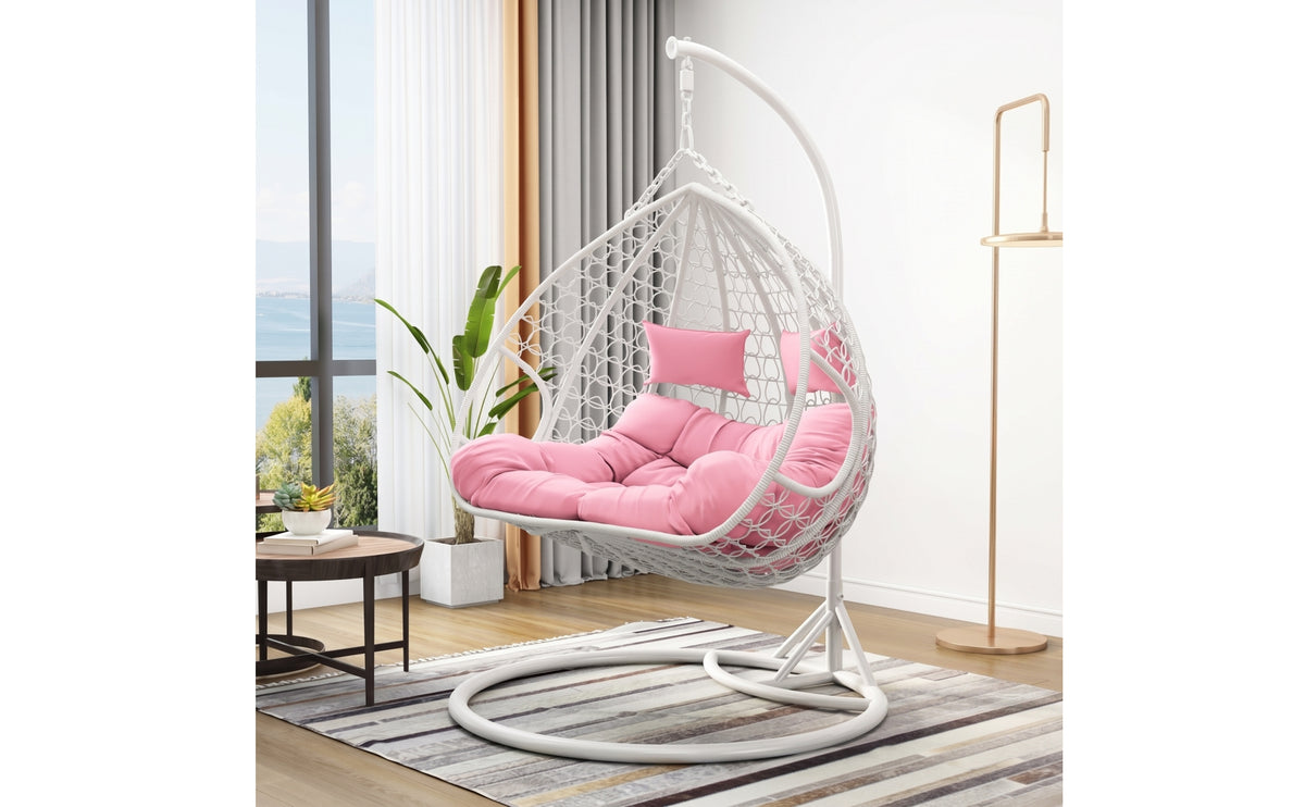 Cushioned Hanging Egg Chair with Stand Indoor Egg Chair with Stand Bedroom Furniture Cushy for Reading Nook