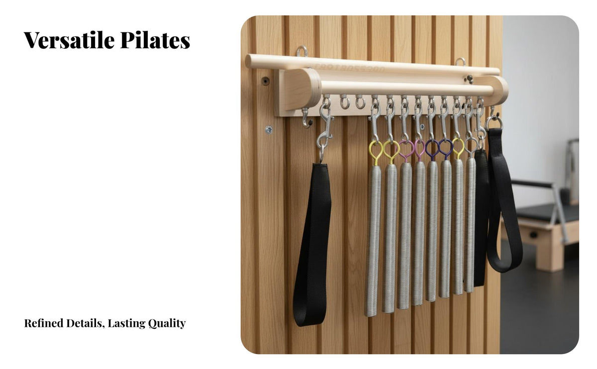 Solid Wood Construction Pilates Elastic Band Hanging Rack Space-Saving Pilates Wall Unit Long-Lasting Luxury Elastic Band Bar Sturdy Design for Home Gym Users, Beginners, Adults, Rehabilitation Center, Garage, Basement