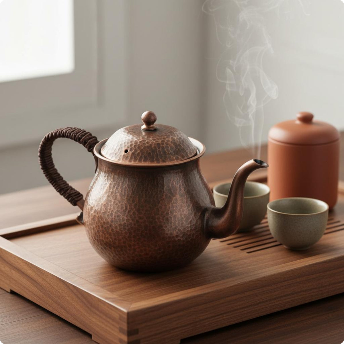 1000 Ml Violet Copper Water Kettle Elegant Pattern Household Drinkware