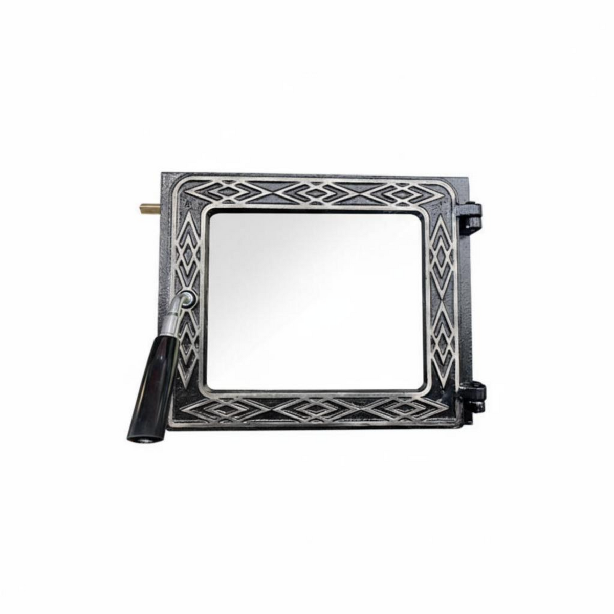Cast Iron Glass Door, Black Handle, Heat Resistant, Outdoor
