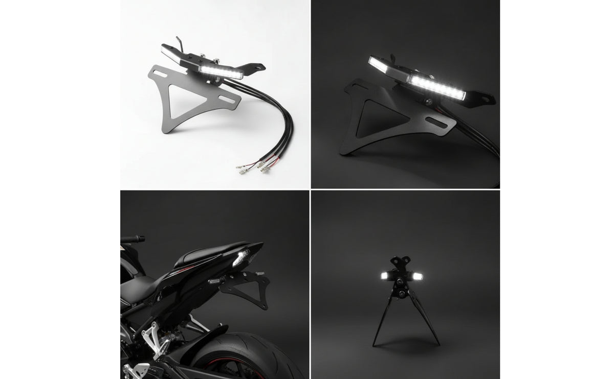 Motorcycle Rear Guard Remover Tail Tidy Bracket Plug-and-Play Number Plate Bracket with Black Metal Motorcycle Number Plate Bracket