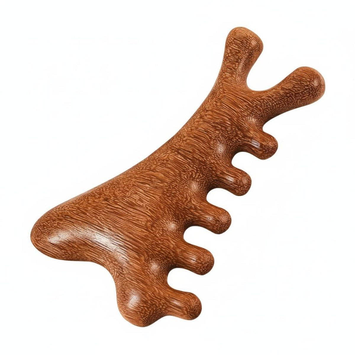 Ergonomic Design Sandalwood Meridian Comb Smoothly Polished Sandalwood Gua Sha Comb Anti-Static 4-in-1 Body Scraping Tool Travel Size for Home Spa