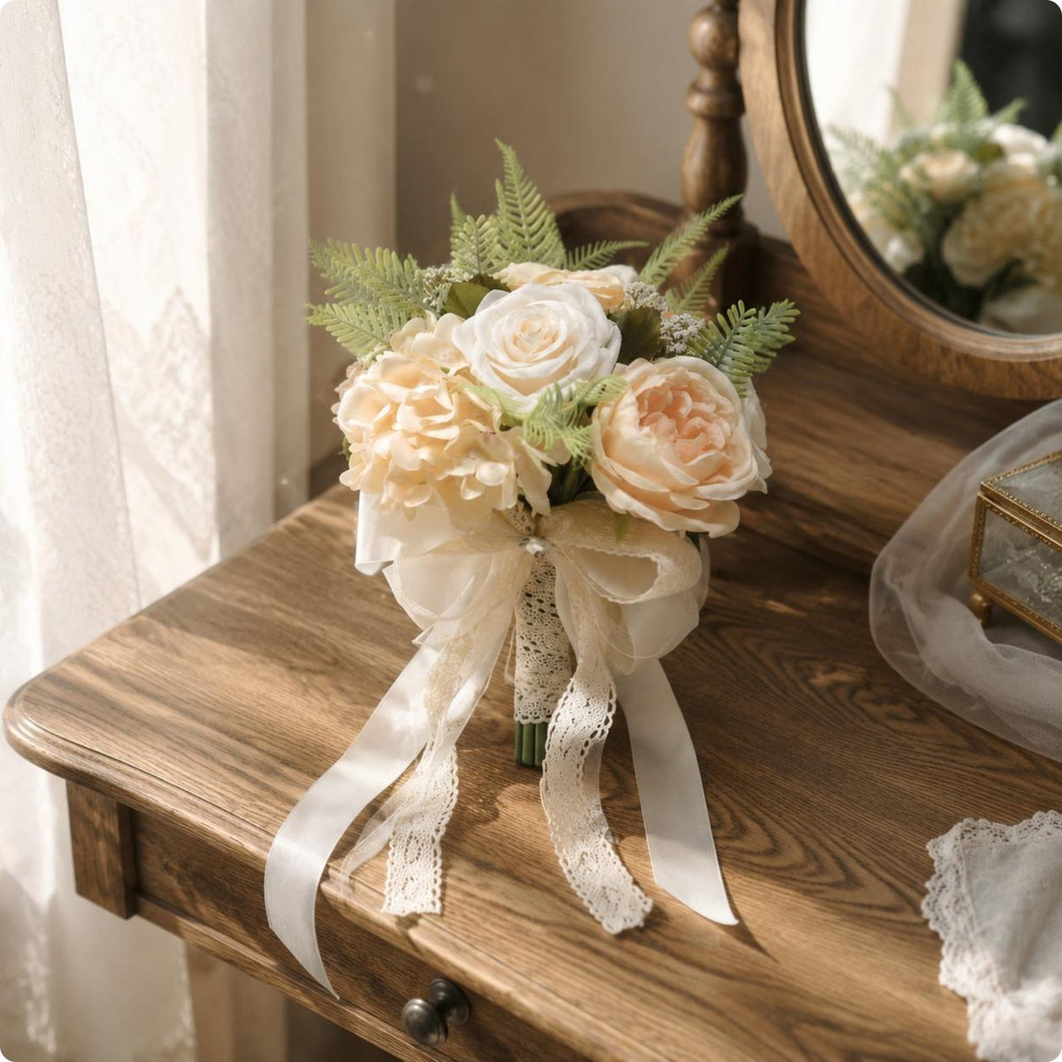 Bridal Hand Arrangement Photo Prop Wedding Hand Arrangement Lace Ribbon