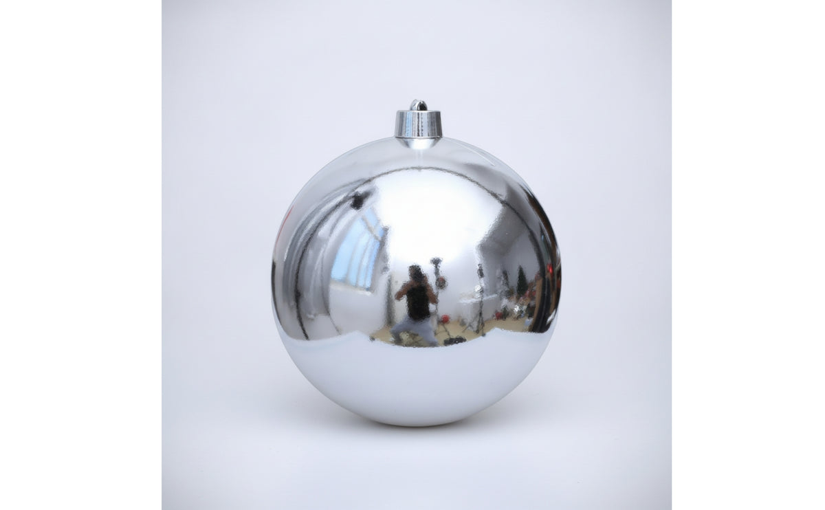 Reflective Mirrored Ornament Ball Shiny Spherical Ornament with Hanging Loop Silver Christmas Tree Baubles Glossy for Holiday Decor, Mantel Display, Table Centerpiece