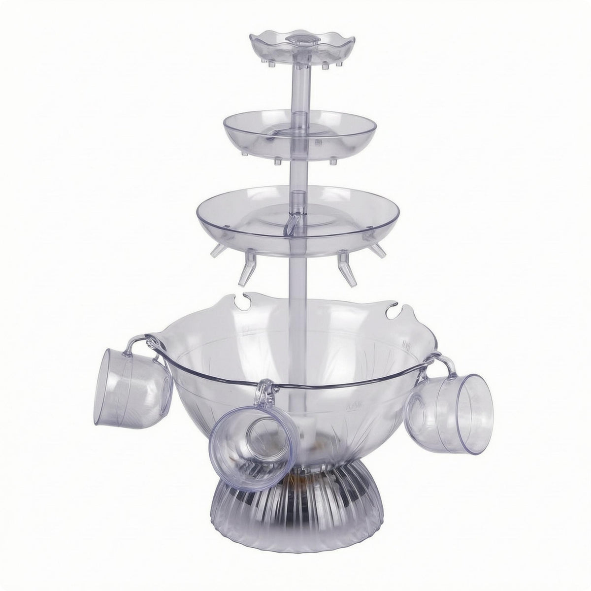 5 Cup Holders Multi-Tier Wine Fountain Fluted Base Acrylic Wine Fountain Wide Round Basin Drink Service for Parties, Banquets