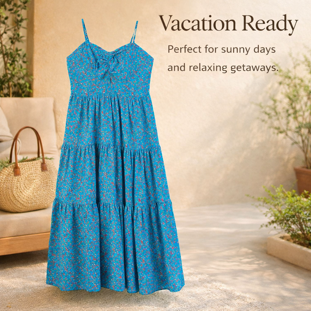 Women Dresses Plus Size Summer Dress with Adjustable Straps and Floral Print, Sheer Fabric Beach Vacation with Ruched Detail for Flattering Fit