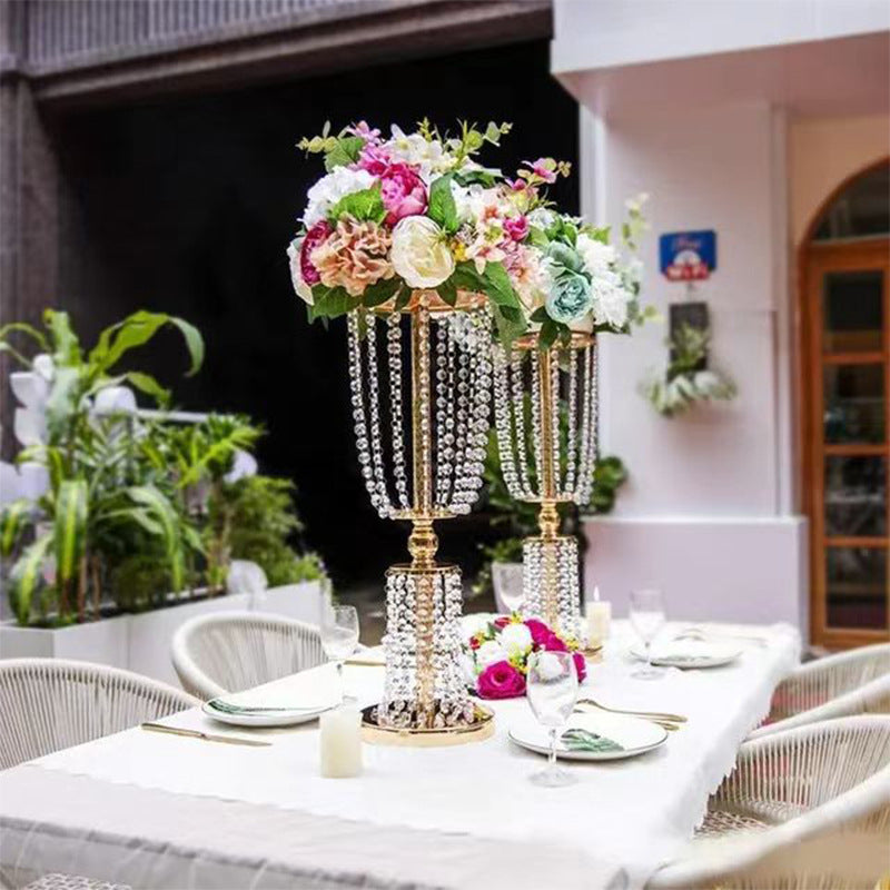 European Style Electroplated Crystal Flower Stand for Weddings