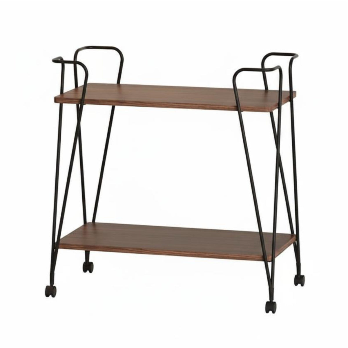 2-Tier Rolling End Table Sturdy Serving Trolley Easy to Clean for Living Room