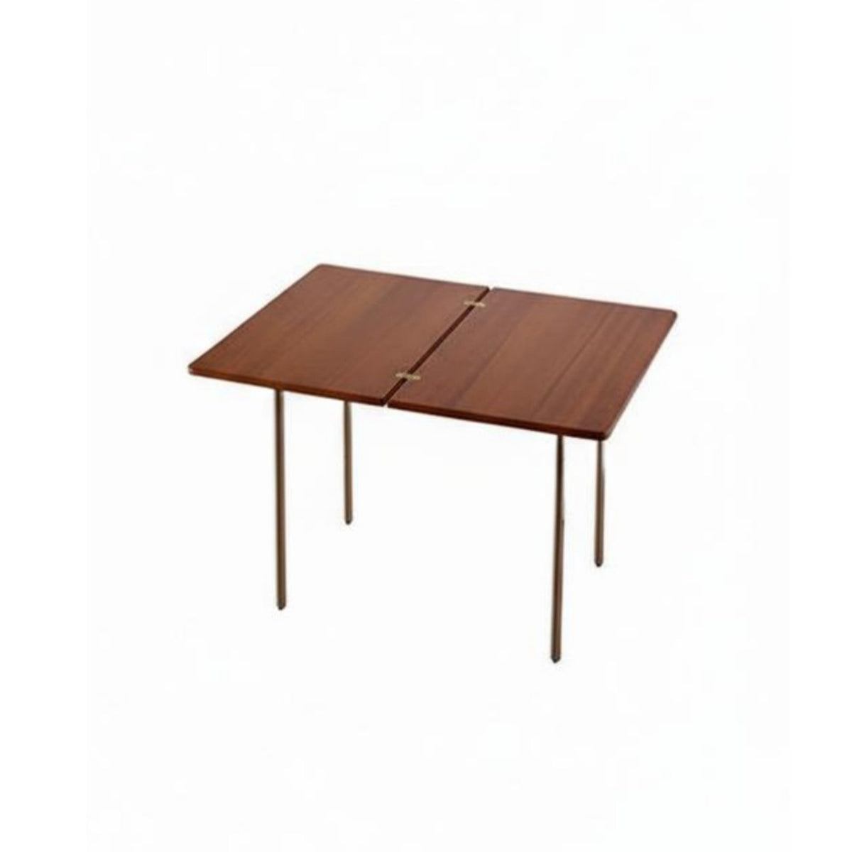 Folding Dining Table Foldable Drop Leaf Retro Rubberwood Stainless Steel Kitchen Table Space Saving Design Suitable for Couples Students Living Room Balcony Home Office