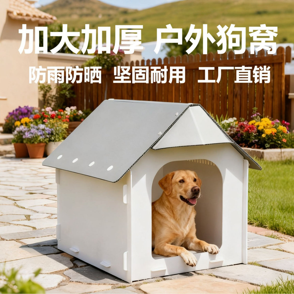 MAIFEI Outdoor Dog House for Medium Dogs, Waterproof PP, Easy Assembly