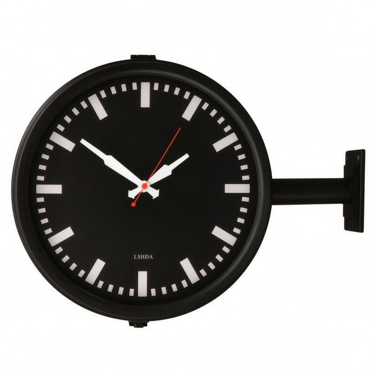 Double-Sided Wall Clock Horizontal Arm Home Decor Analog