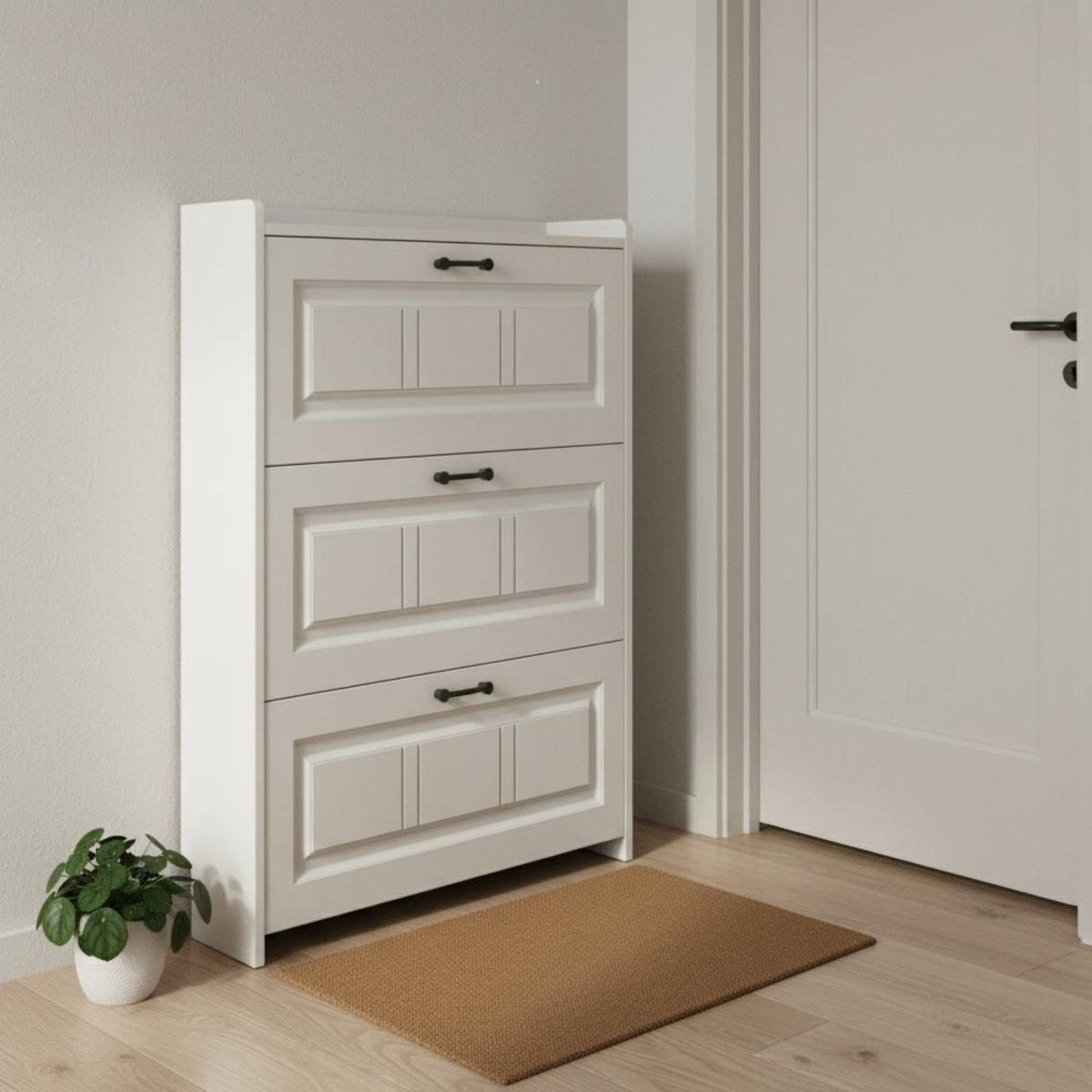 Tip-out Footwear Storage Unit Thin Design Shoe Storage Cabinet Space-Saving for Hallway, Small Areas