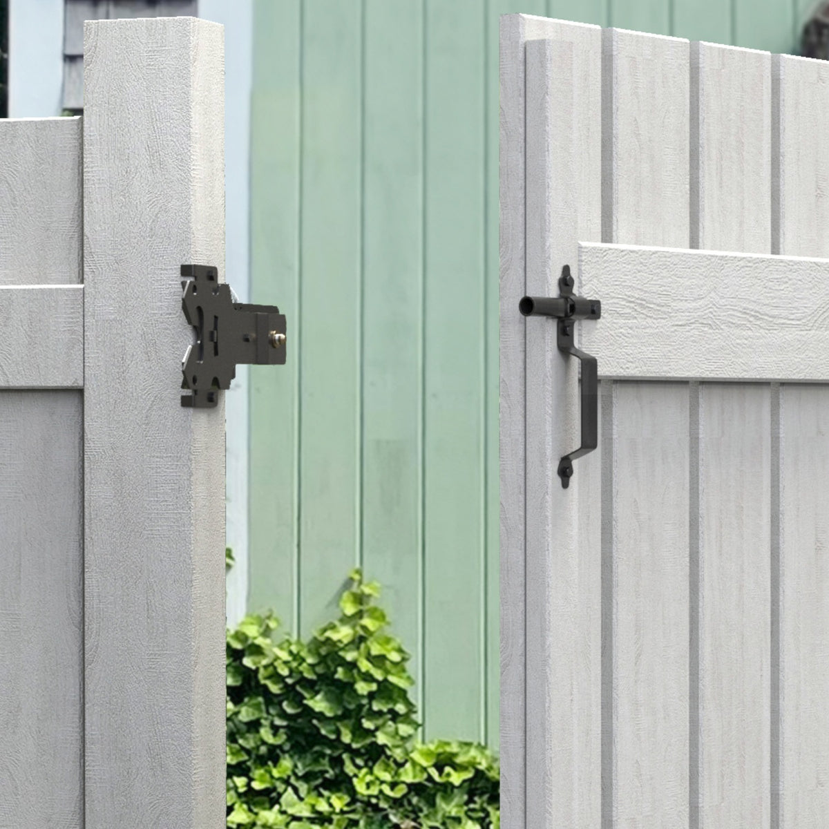 Garden Gate Hinge and Lock Set for PVC and Wood Fences