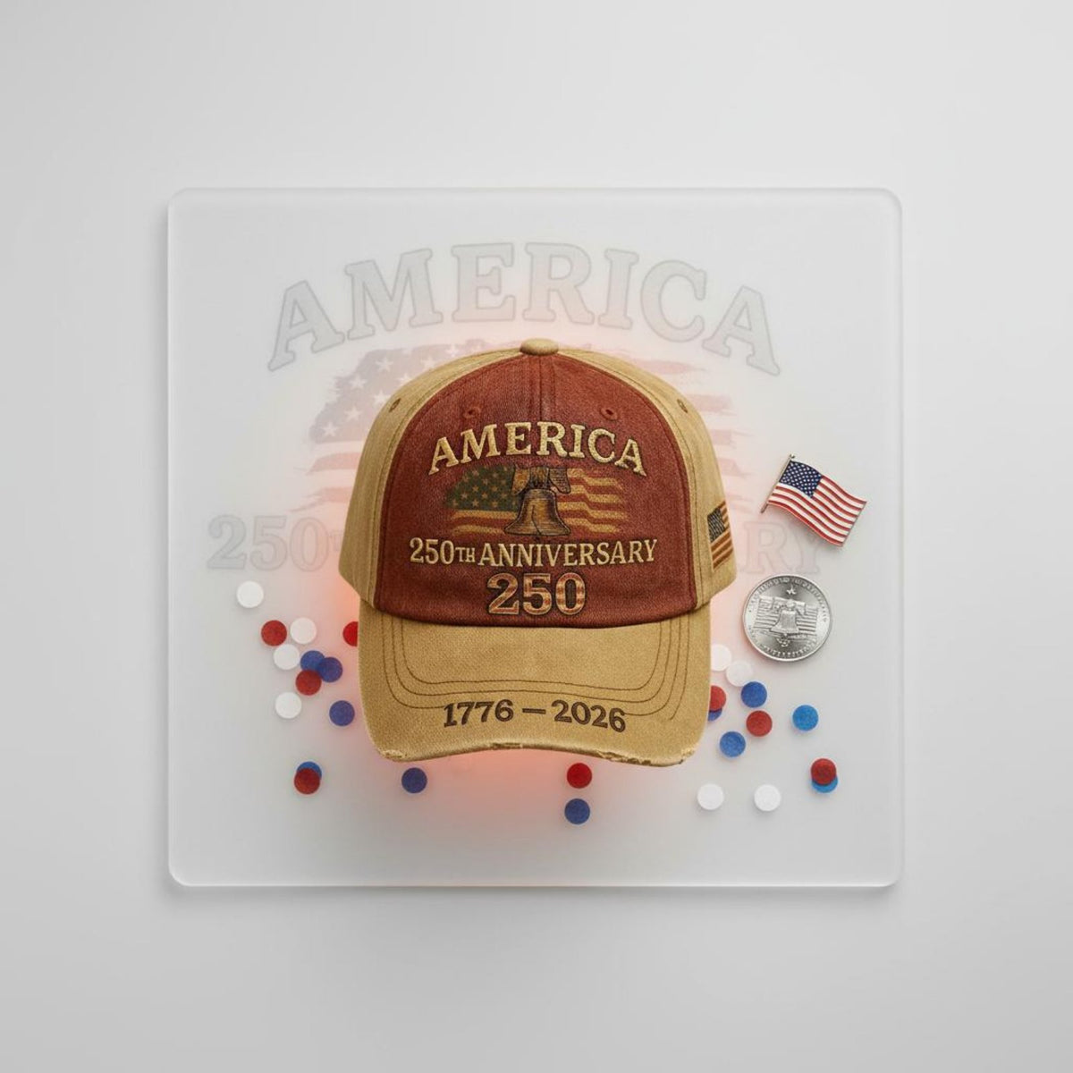Sun Protection United States 250th Anniversary Cap Adjustable Fit USA 250th Anniversary Hat Breathable Material 1776-2026 Commemorative Cap Vintage Washed Design for Outdoor Activities