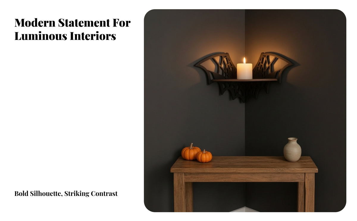 Halloween Nocturnal Wall Shelf | Hollow Cut Structure, Wooden Shelf with nocturnal-creature, for Bedroom