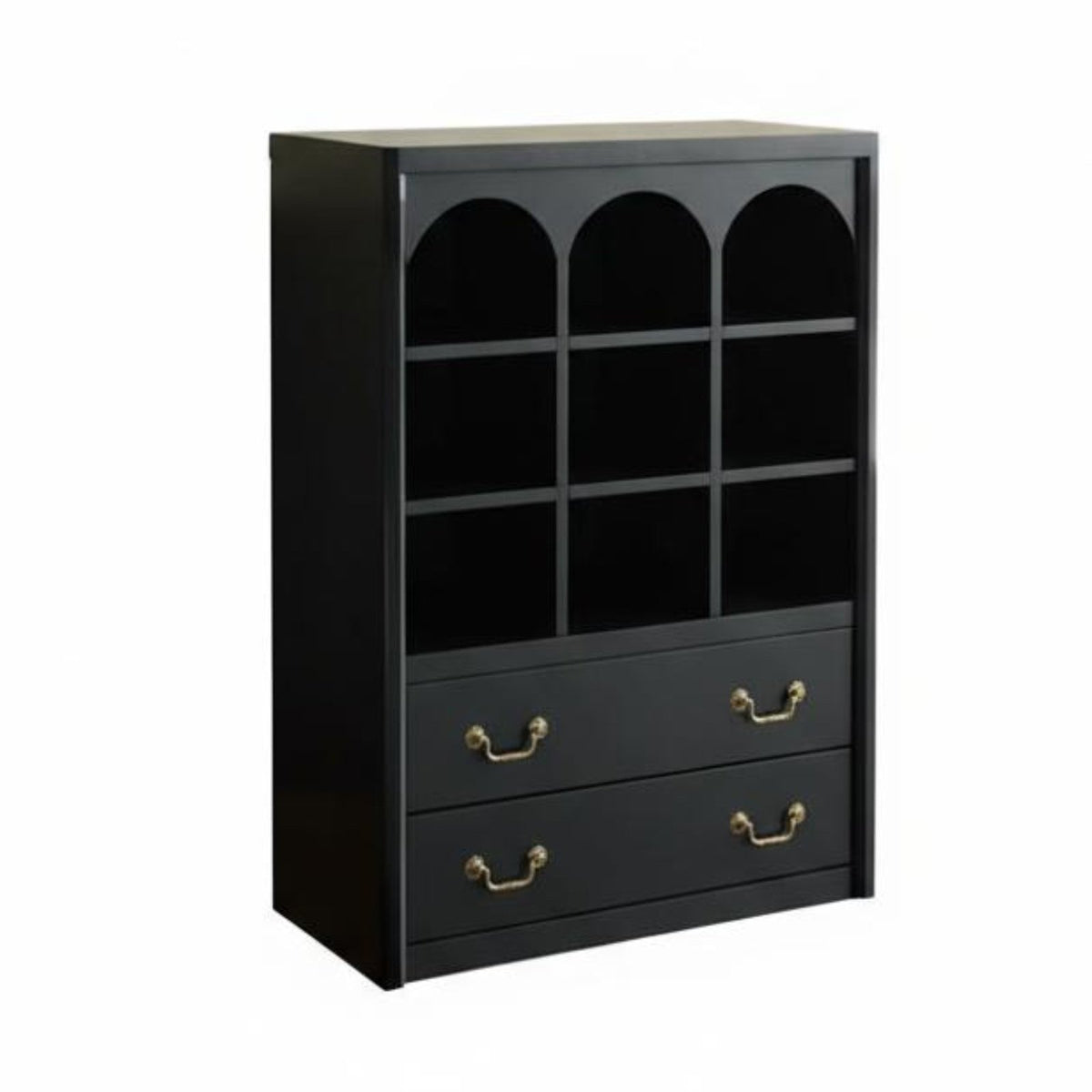 Black Display Cabinet Vintage Design Sideboard Retro-Modernperiod Modern & Design Glass Doors for Residents, Families, Hallway