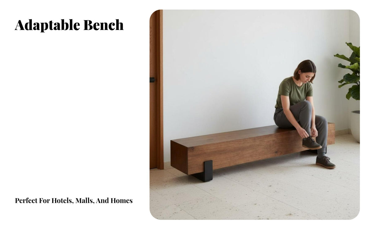 Backless Wooden Seat hardwood Wood unrefined-edge border Slab Bench Multi-Functional Indoor Furnishing for Homeowners, Business Owners, Living Room, Hallway, Bedroom