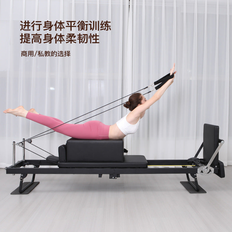 Foldable Pilates Reformer Bed with Latex Springs, Extended Frame
