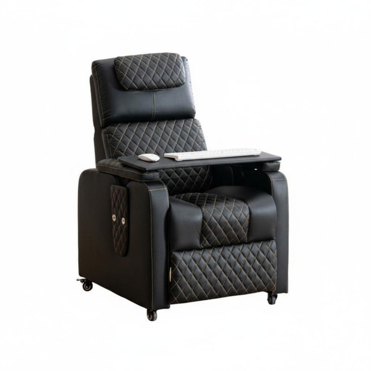 Gaming Sofa on Wheels Reclining Function Computer Chair Breathable Upholstery Integrated Footrest for Internet Cafe, Bedroom