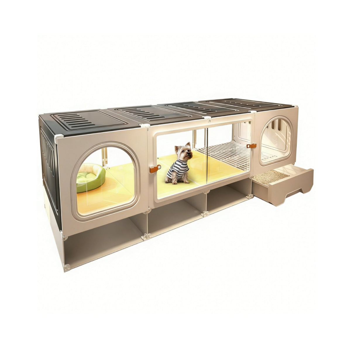 Kennel with Potty Area Easy to Clean canopyed Dog Crate sturdy Frame for Indoors